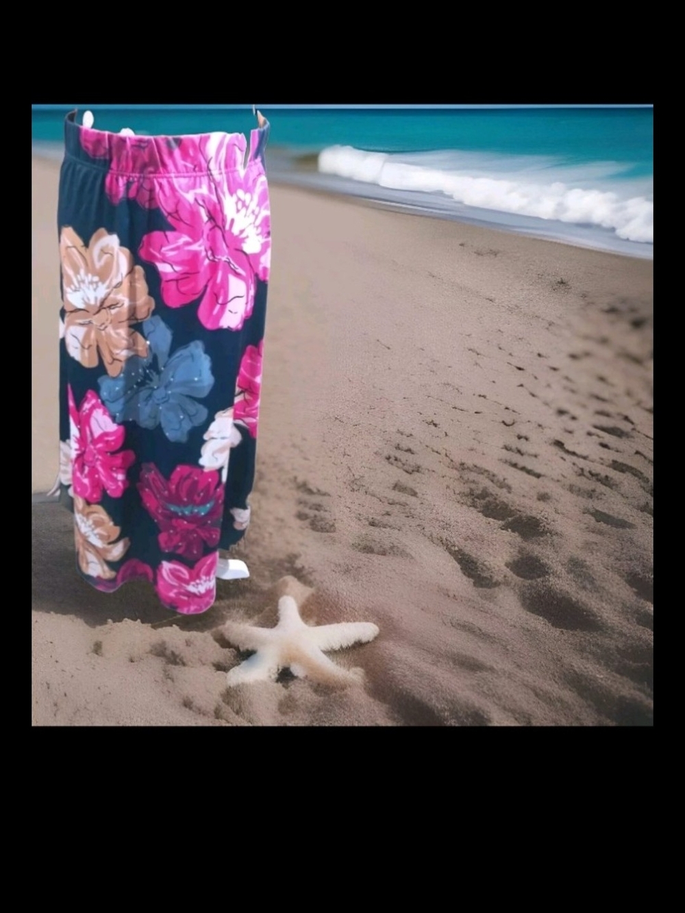 Metro Wear Navy Floral Swim Sarong - Pink, Blue & Cream